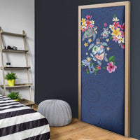 Hawaiian Turtles and Tropical Plants Door Cover Blue Watercolor LT03 - Polynesian Pride