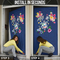 Hawaiian Turtles and Tropical Plants Door Cover Blue Watercolor LT03 - Polynesian Pride