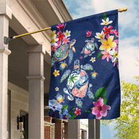 Hawaiian Turtles and Tropical Plants Garden Flag Blue Watercolor
