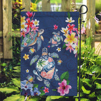 Hawaiian Turtles and Tropical Plants Garden Flag Blue Watercolor