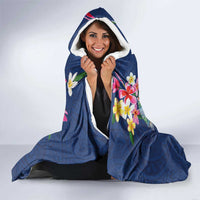 Hawaiian Turtles and Tropical Plants Hooded Blanket Blue Watercolor LT03 - Polynesian Pride