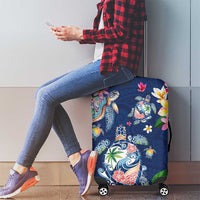 Hawaiian Turtles and Tropical Plants Luggage Cover Blue Watercolor LT03 - Polynesian Pride