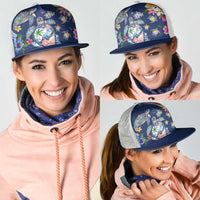 Hawaiian Turtles and Tropical Plants Mesh Trucker Cap Blue Watercolor LT03 - Polynesian Pride