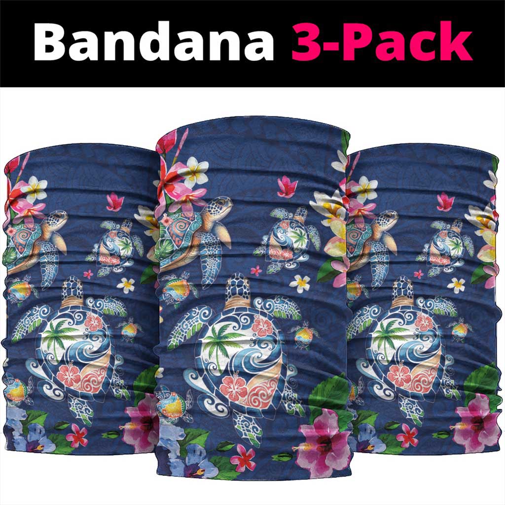Hawaiian Turtles and Tropical Plants Neck Gaiter Blue Watercolor LT03 package One Size: 25*50cm Blue - Polynesian Pride