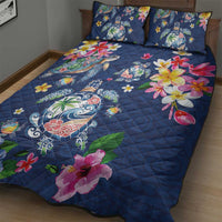 Hawaiian Turtles and Tropical Plants Quilt Bed Set Blue Watercolor LT03 - Polynesian Pride