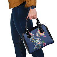 Hawaiian Turtles and Tropical Plants Shoulder Handbag Blue Watercolor LT03 - Polynesian Pride