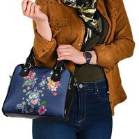 Hawaiian Turtles and Tropical Plants Shoulder Handbag Blue Watercolor LT03 - Polynesian Pride