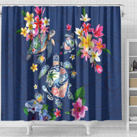 Hawaiian Turtles and Tropical Plants Shower Curtain Blue Watercolor LT03 - Polynesian Pride