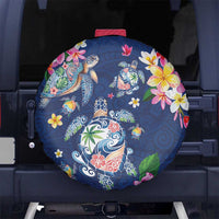 Hawaiian Turtles and Tropical Plants Spare Tire Cover Blue Watercolor