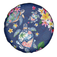 Hawaiian Turtles and Tropical Plants Spare Tire Cover Blue Watercolor