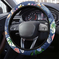 Hawaiian Turtles and Tropical Plants Steering Wheel Cover Blue Watercolor LT03 - Polynesian Pride