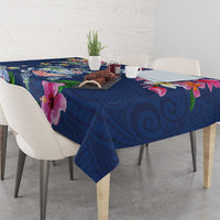 Hawaiian Turtles and Tropical Plants Tablecloth Blue Watercolor LT03 - Polynesian Pride