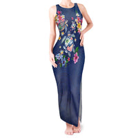 Hawaiian Turtles and Tropical Plants Tank Maxi Dress Blue Watercolor LT03 Women Blue - Polynesian Pride