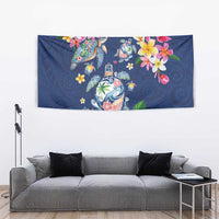 Hawaiian Turtles and Tropical Plants Tapestry Blue Watercolor LT03 - Polynesian Pride