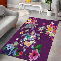 Hawaiian Turtles and Tropical Plants Area Rug Purple Watercolor LT03 - Polynesian Pride