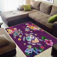Hawaiian Turtles and Tropical Plants Area Rug Purple Watercolor LT03 - Polynesian Pride