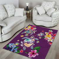 Hawaiian Turtles and Tropical Plants Area Rug Purple Watercolor LT03 - Polynesian Pride
