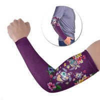 Hawaiian Turtles and Tropical Plants Arm Sleeves Purple Watercolor