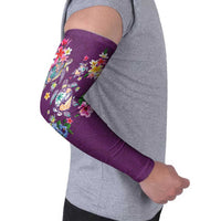 Hawaiian Turtles and Tropical Plants Arm Sleeves Purple Watercolor
