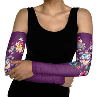Hawaiian Turtles and Tropical Plants Arm Sleeves Purple Watercolor