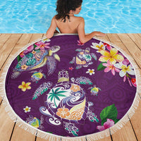 Hawaiian Turtles and Tropical Plants Beach Blanket Purple Watercolor LT03 - Polynesian Pride