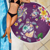 Hawaiian Turtles and Tropical Plants Beach Blanket Purple Watercolor LT03 - Polynesian Pride