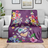 Hawaiian Turtles and Tropical Plants Blanket Purple Watercolor LT03 - Polynesian Pride
