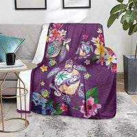 Hawaiian Turtles and Tropical Plants Blanket Purple Watercolor LT03 - Polynesian Pride