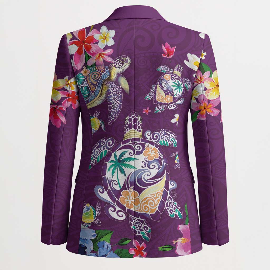 Hawaiian Turtles and Tropical Plants Blazer Purple Watercolor LT03 - Polynesian Pride