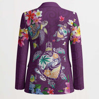Hawaiian Turtles and Tropical Plants Blazer Purple Watercolor LT03 - Polynesian Pride