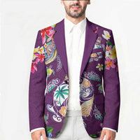 Hawaiian Turtles and Tropical Plants Blazer Purple Watercolor LT03 - Polynesian Pride