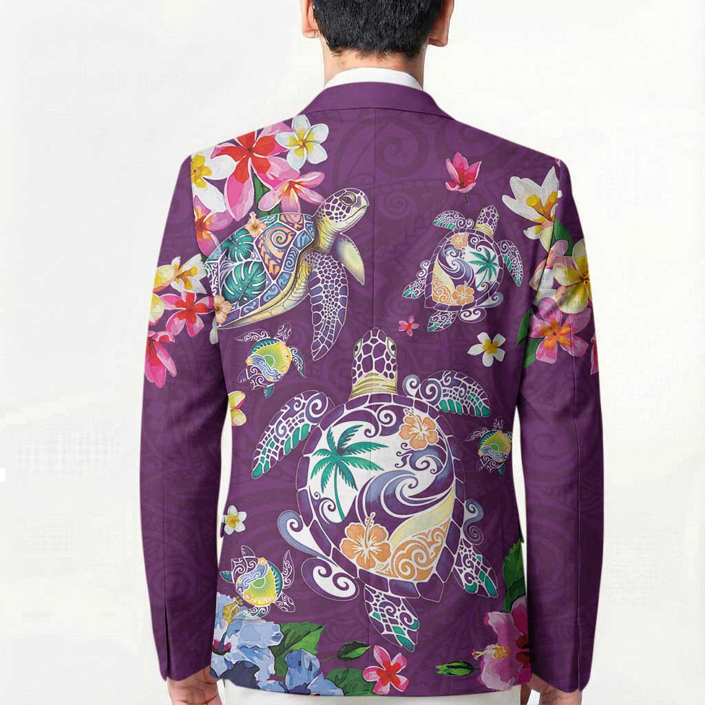 Hawaiian Turtles and Tropical Plants Blazer Purple Watercolor LT03 - Polynesian Pride