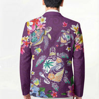 Hawaiian Turtles and Tropical Plants Blazer Purple Watercolor LT03 - Polynesian Pride
