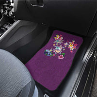 Hawaiian Turtles and Tropical Plants Car Mats Purple Watercolor LT03 - Polynesian Pride