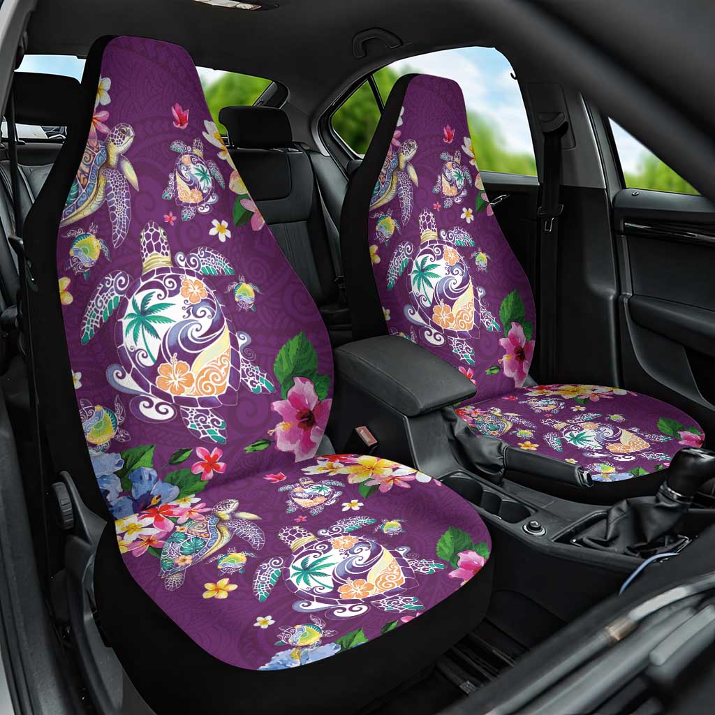 Hawaiian Turtles and Tropical Plants Car Seat Cover Purple Watercolor LT03 One Size Purple - Polynesian Pride