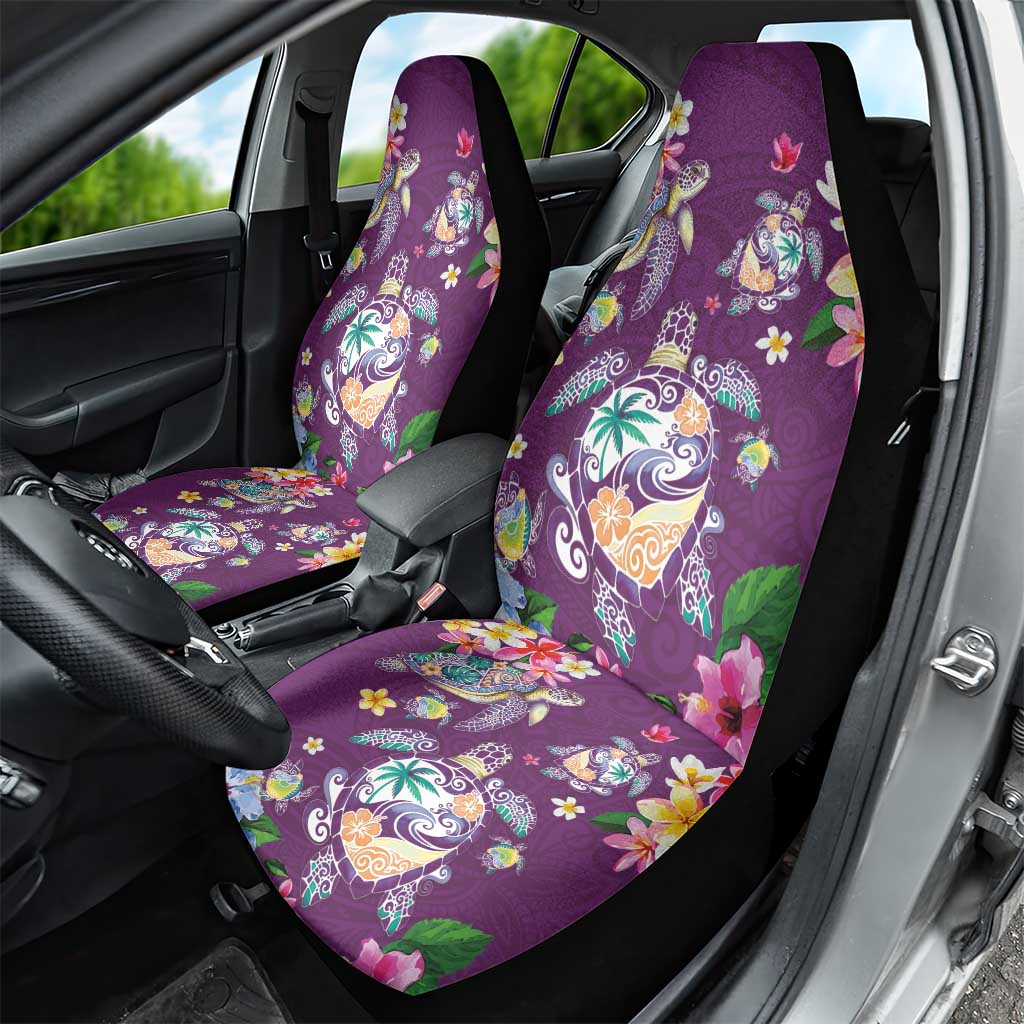Hawaiian Turtles and Tropical Plants Car Seat Cover Purple Watercolor LT03 - Polynesian Pride
