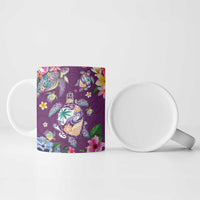 Hawaiian Turtles and Tropical Plants Ceramic Mug Purple Watercolor LT03 - Polynesian Pride