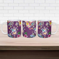 Hawaiian Turtles and Tropical Plants Ceramic Mug Purple Watercolor LT03 - Polynesian Pride