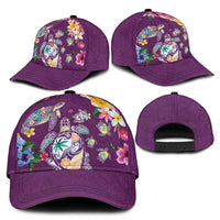 Hawaiian Turtles and Tropical Plants Classic Cap Purple Watercolor LT03 - Polynesian Pride