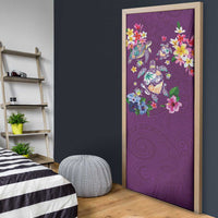 Hawaiian Turtles and Tropical Plants Door Cover Purple Watercolor LT03 - Polynesian Pride