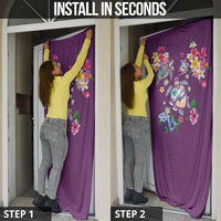 Hawaiian Turtles and Tropical Plants Door Cover Purple Watercolor LT03 - Polynesian Pride