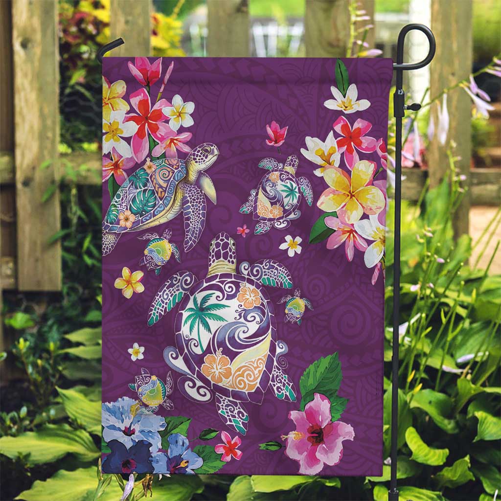 Hawaiian Turtles and Tropical Plants Garden Flag Purple Watercolor LT03 Garden Flag Purple - Polynesian Pride