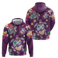 Hawaiian Turtles and Tropical Plants Hoodie Purple Watercolor LT03 - Polynesian Pride