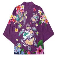 Hawaiian Turtles and Tropical Plants Kimono Purple Watercolor LT03 - Polynesian Pride