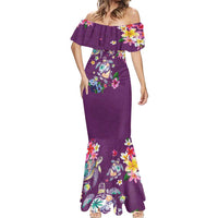 Hawaiian Turtles and Tropical Plants Mermaid Dress Purple Watercolor LT03 - Polynesian Pride