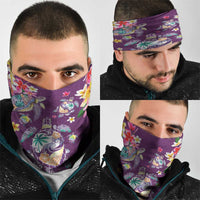 Hawaiian Turtles and Tropical Plants Neck Gaiter Purple Watercolor LT03 - Polynesian Pride