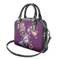 Hawaiian Turtles and Tropical Plants Shoulder Handbag Purple Watercolor LT03 - Polynesian Pride