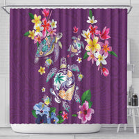 Hawaiian Turtles and Tropical Plants Shower Curtain Purple Watercolor LT03 - Polynesian Pride