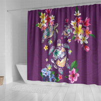 Hawaiian Turtles and Tropical Plants Shower Curtain Purple Watercolor LT03 - Polynesian Pride