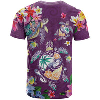 Hawaiian Turtles and Tropical Plants T Shirt Purple Watercolor LT03 - Polynesian Pride